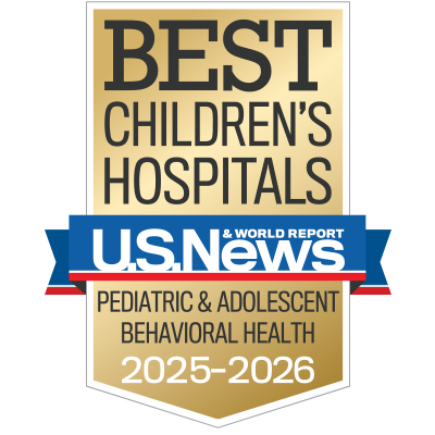 U.S. News & World Report Best Children's Hospitals Pediatric Adolescent Behavioral Health 2025-26 badge