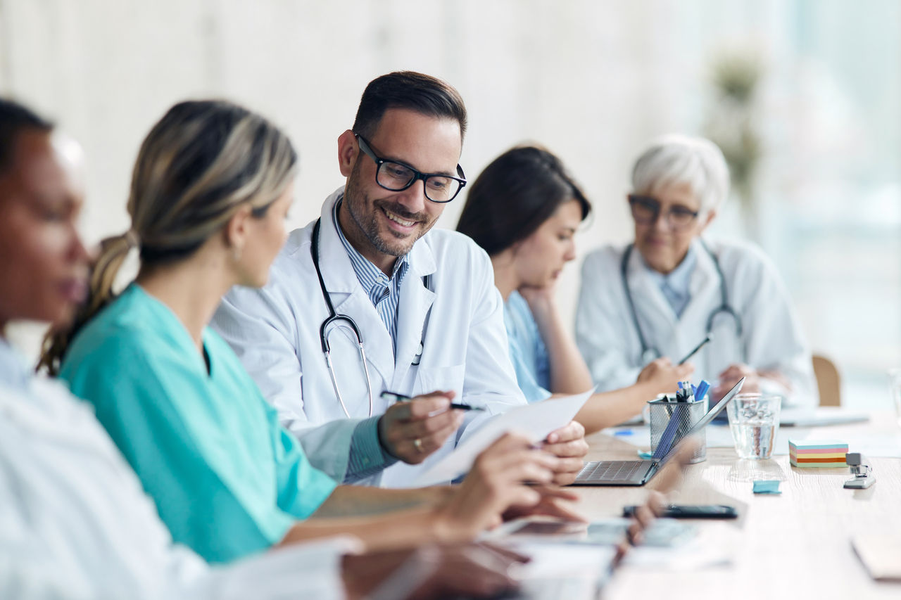 Group of medical staff meeting