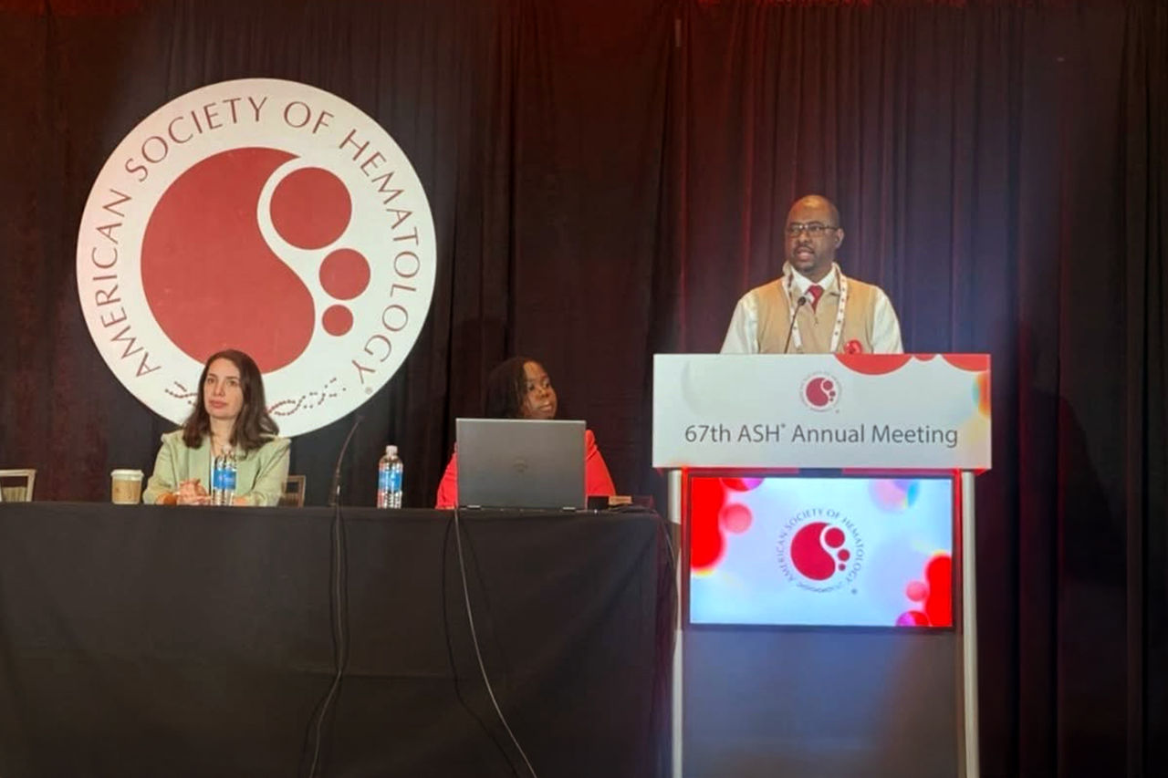 Portrait of Dr. Ibrahim Gwarzo at annual meeting of the 76th ASH panel discussion