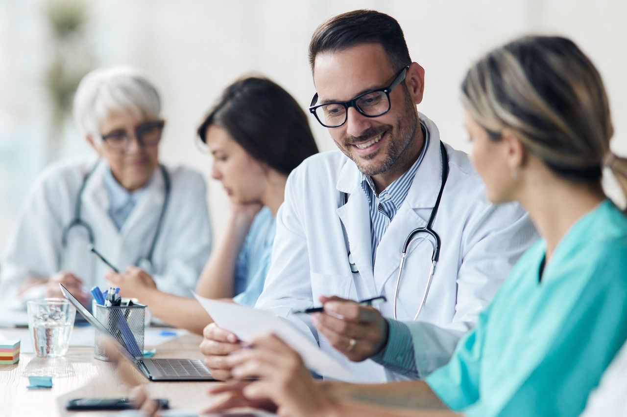 Group of medical staff meeting