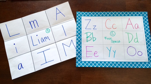 Letter identification games for kindergartners.